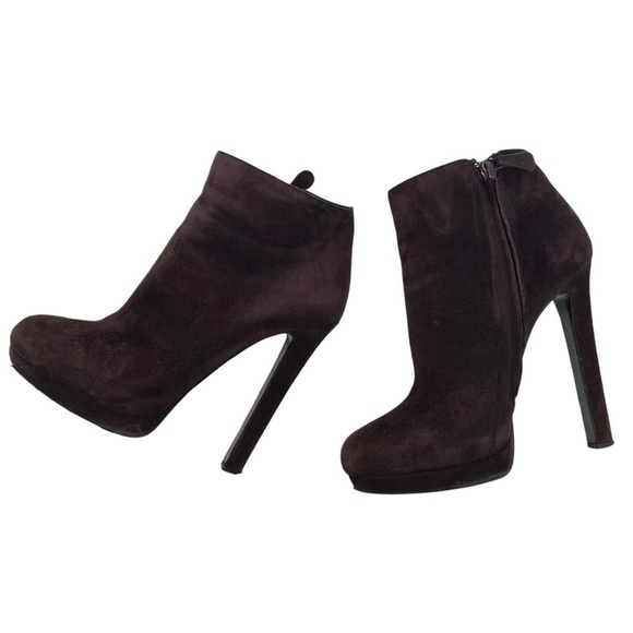 Alexander McQueen Deep Purple Suede High Heel Platform Ankle Booties Women 38 - Picture 11 of 16